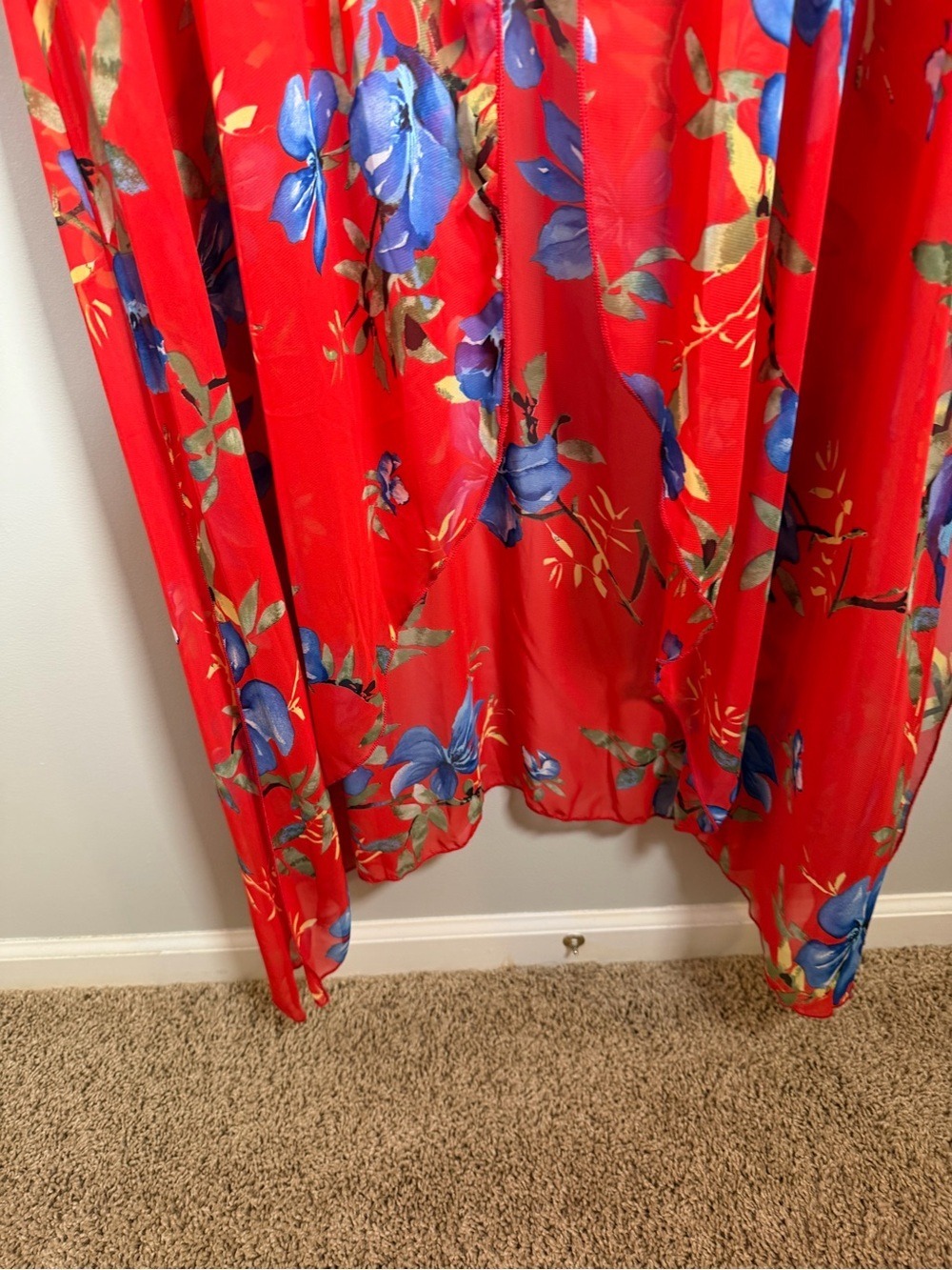 Emerald Red Floral Kimono 2x - Picture 8 of 11